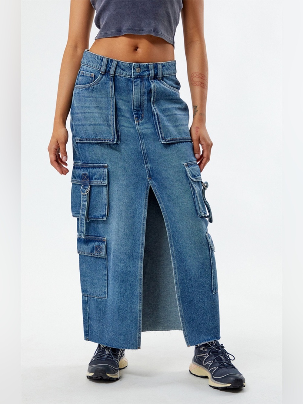 PacSun Blue Denim Cargo Skirt